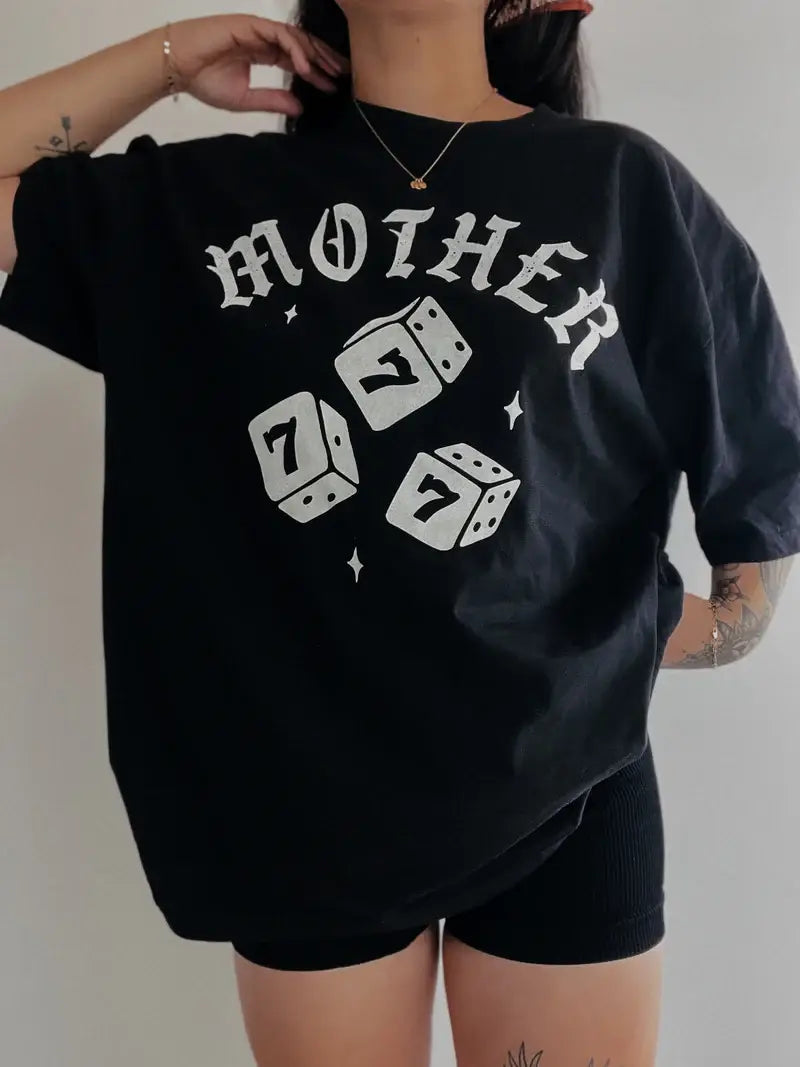 Mother Dice Mom Graphic Tee - Black