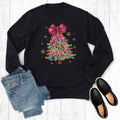 Retro Colorful Christmas Tree Graphic Sweatshirt