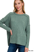1230 Brushed Ribbed Hacci Hi Low Sweater SI-27161