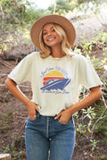 Boat Waves Sun Rays Mineral Washed Graphic Top