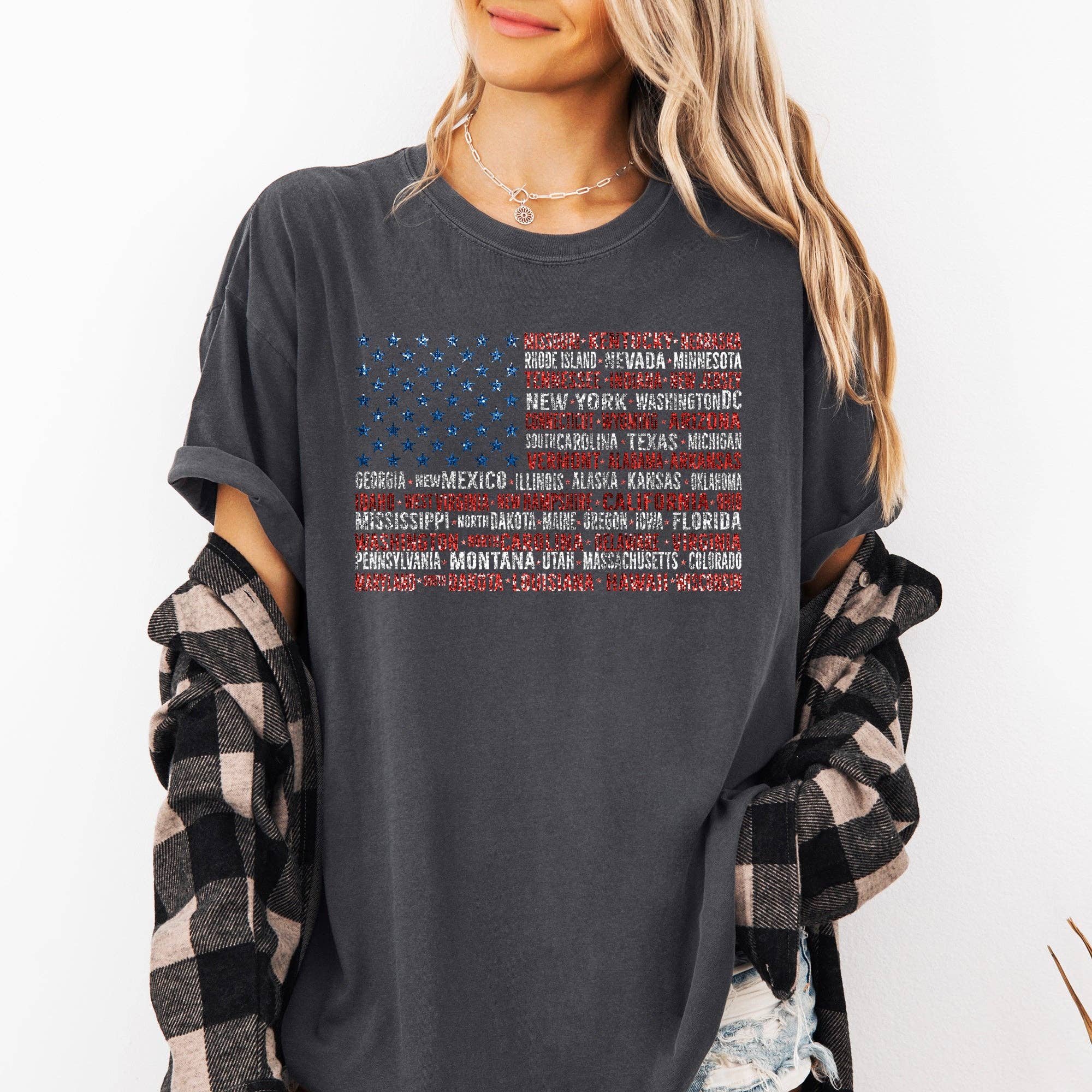 American Flag, States, USA, Patriotic 4th of July Tshirt
