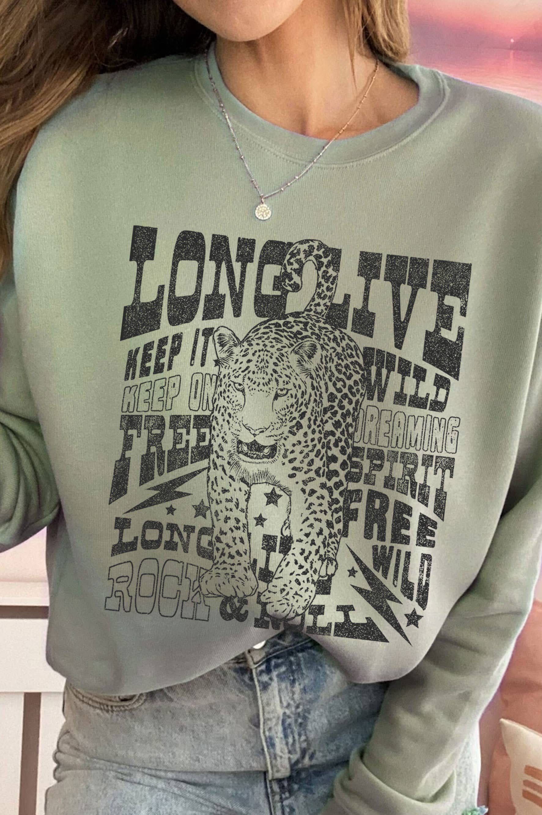 Long Live Keep It Wild Graphic Brushed Sweatshirts