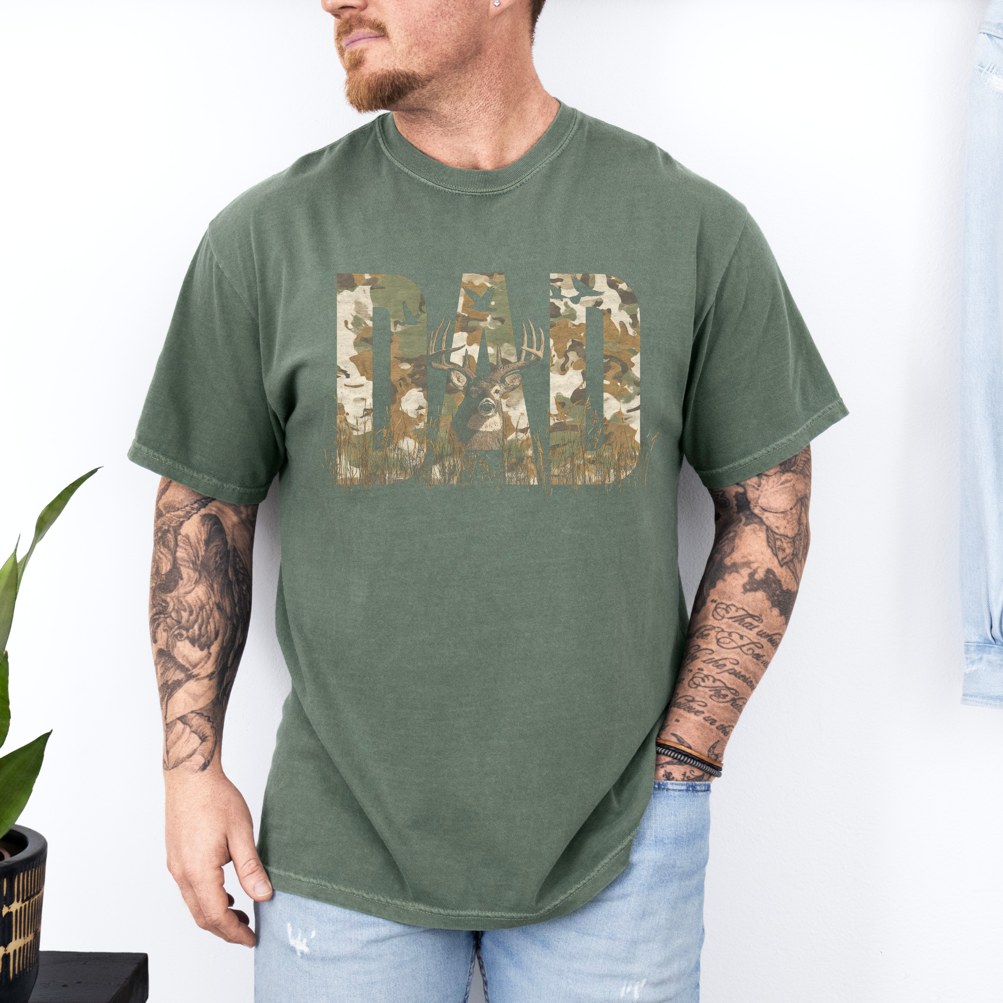 Fathers Day: Hunting Dad On Moss Comfort Colors