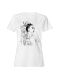 Artistic Woman with Parrot and Leaves Women's T-Shirt