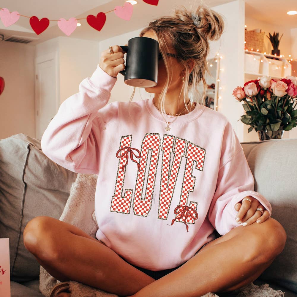 Checkerboard Love Leopard Outline Sweatshirt