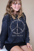Peace Floral Graphic Mineral Brushed Sweatshirts