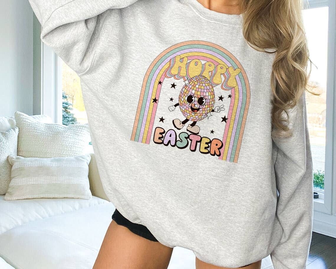 Hoppy Easter Disco Egg - Cute Easter Retro Sweatshirt