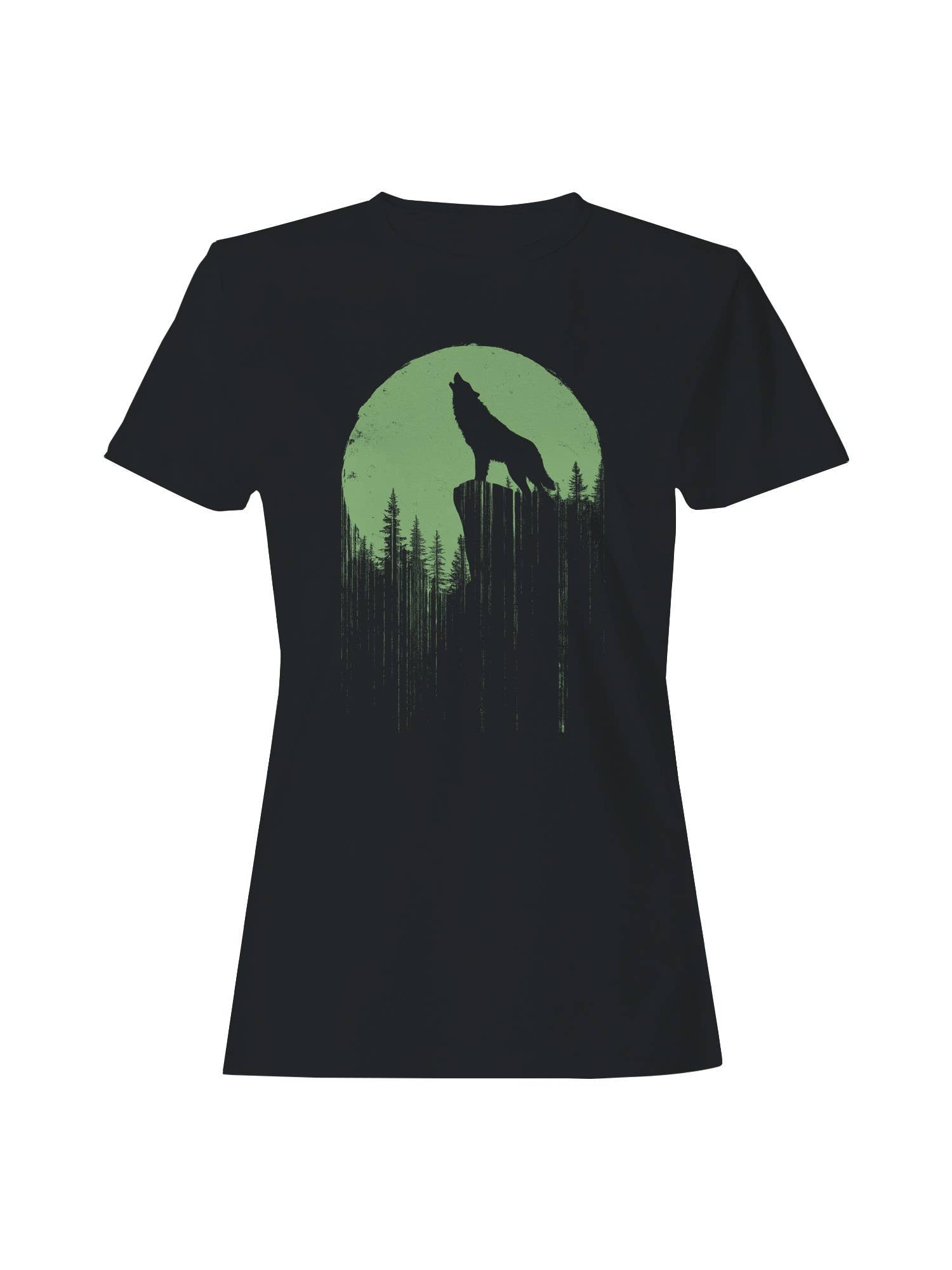 Moonlit Howling Wolf Silhouette Women's T-Shirt