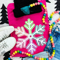 Multi-Colored Chenille/Sequin Snowflake Patch Heliconia Tee