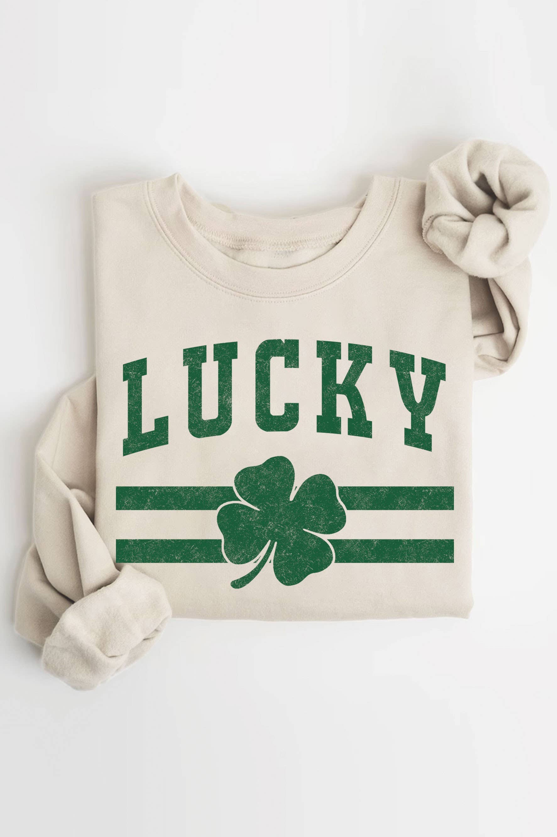 Lucky Clover Graphic Brushed Sweatshirts