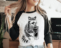 Raccoon Drinking Iced Coffee - Funny Animal Baseball Raglan