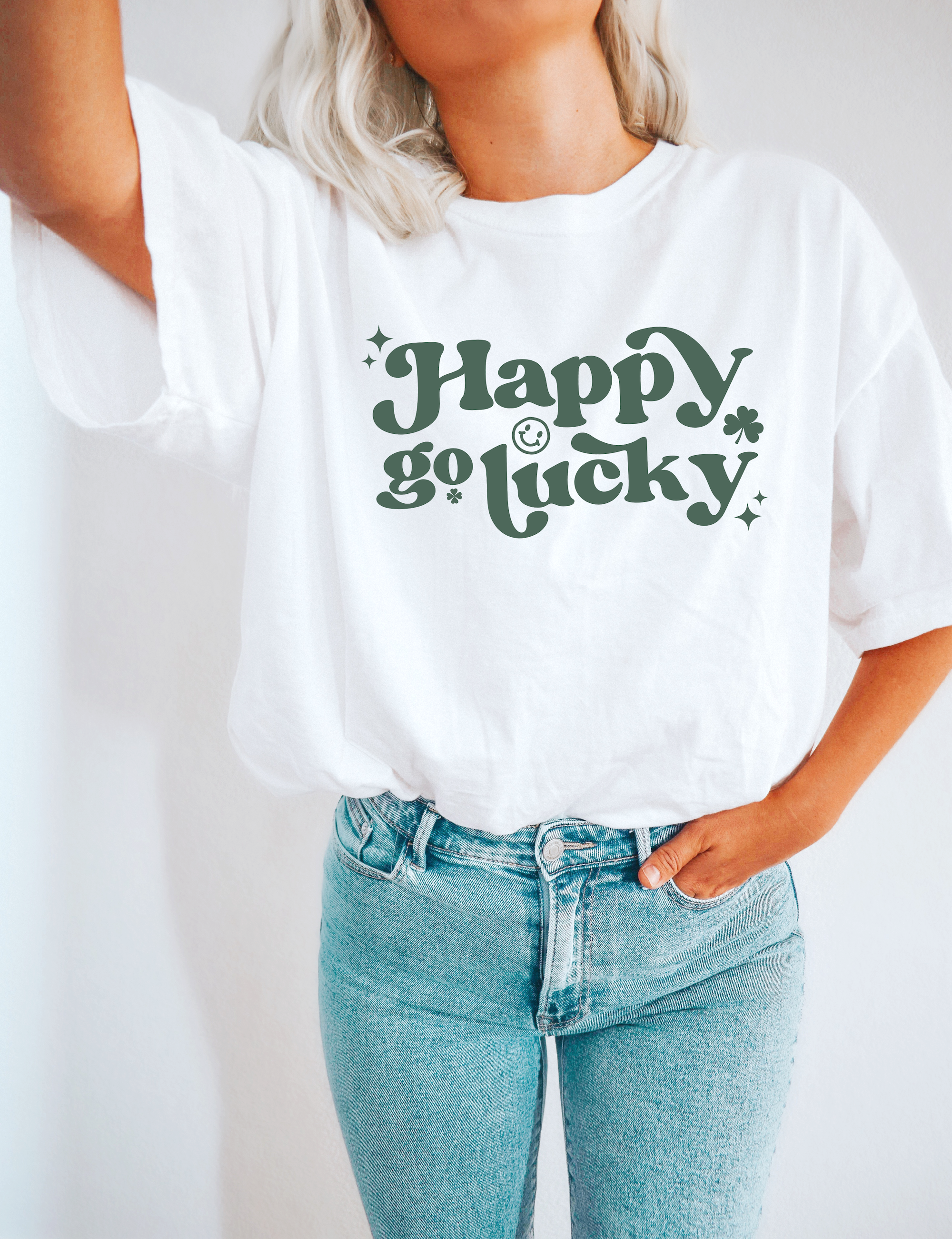 Happy Go Lucky, St. Patricks Day Shirt, Trendy Tee