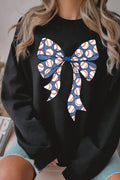 Baseball Coquette Bow Graphic Brushed Sweatshirts