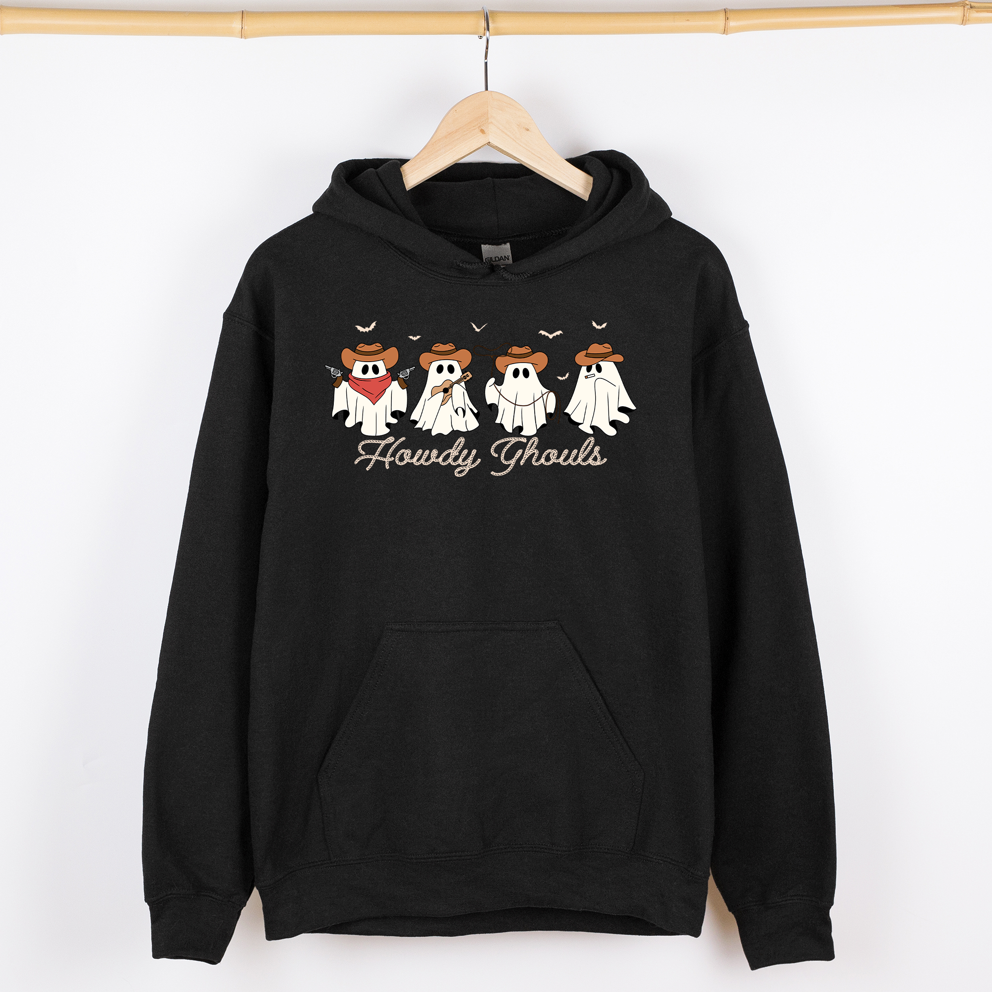Howdy Ghouls, Cowboy Ghosts Western Halloween Graphic Hoodie