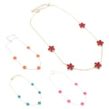 Gold Tone Outlined Flowers Charm Necklaces
