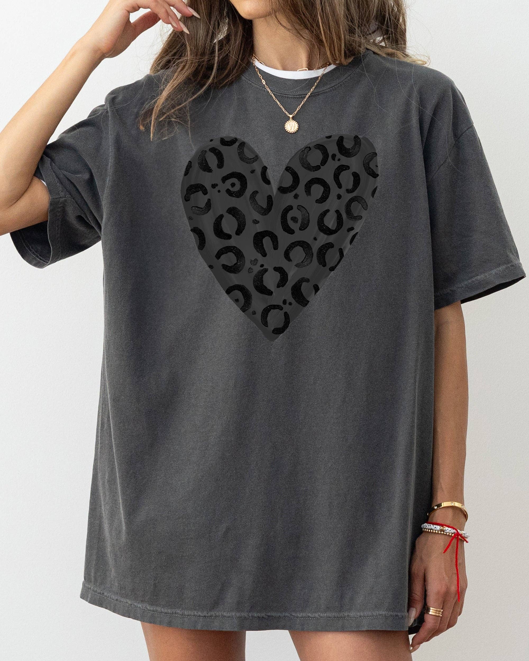 Glittery Black Leopard Print, Valentine's Day T-Shirt
