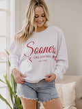 Ou Sooners Established Bows White Corded Crew Sweatshirt