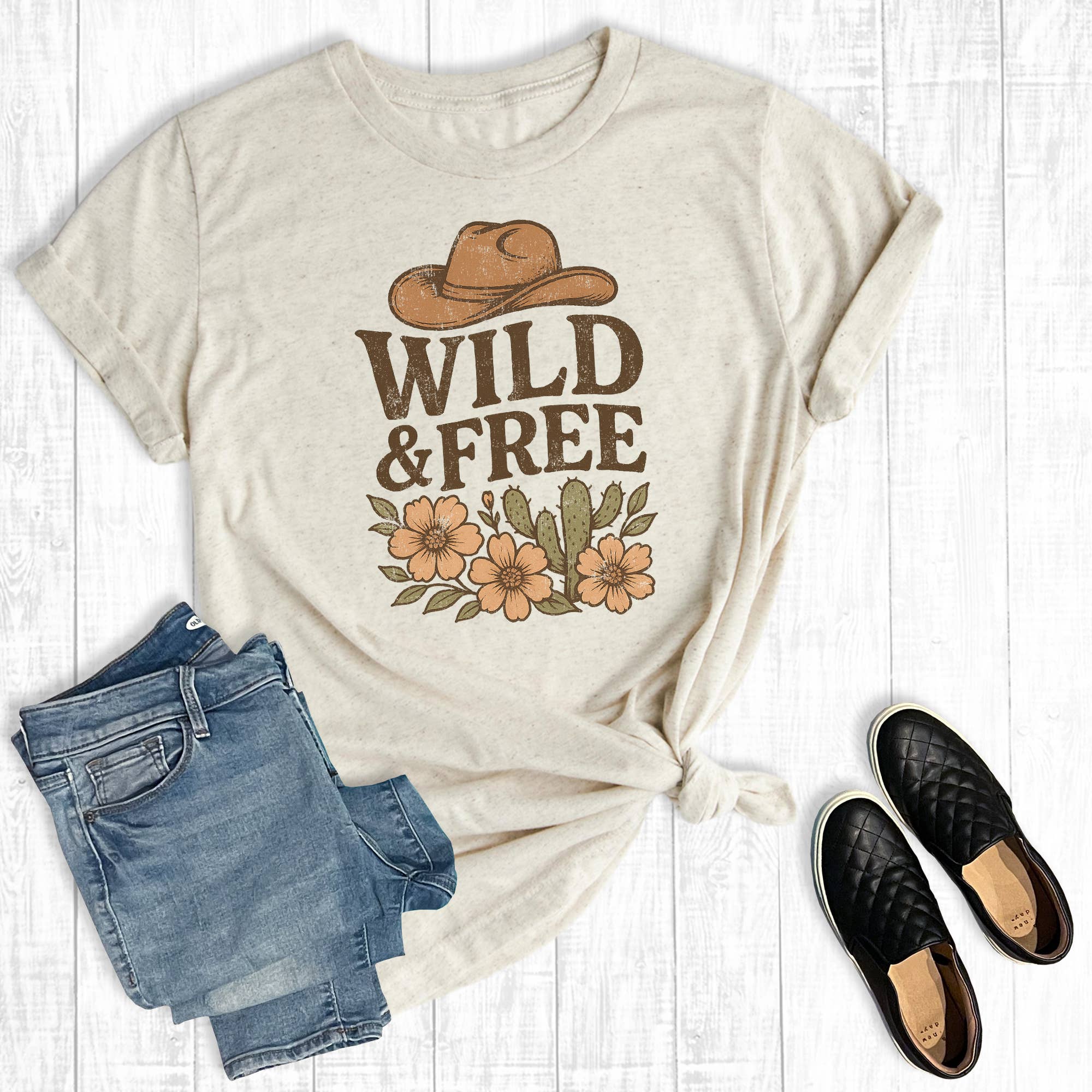 Western Boho Wild and Free Graphic Tee