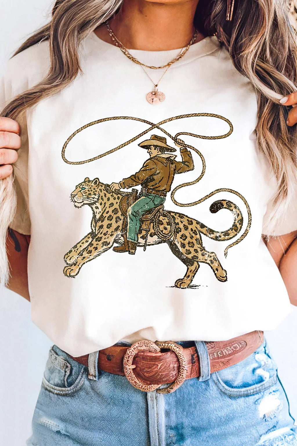 Western Leopard Rodeo Cowboy Graphic Tee (S-3XL)