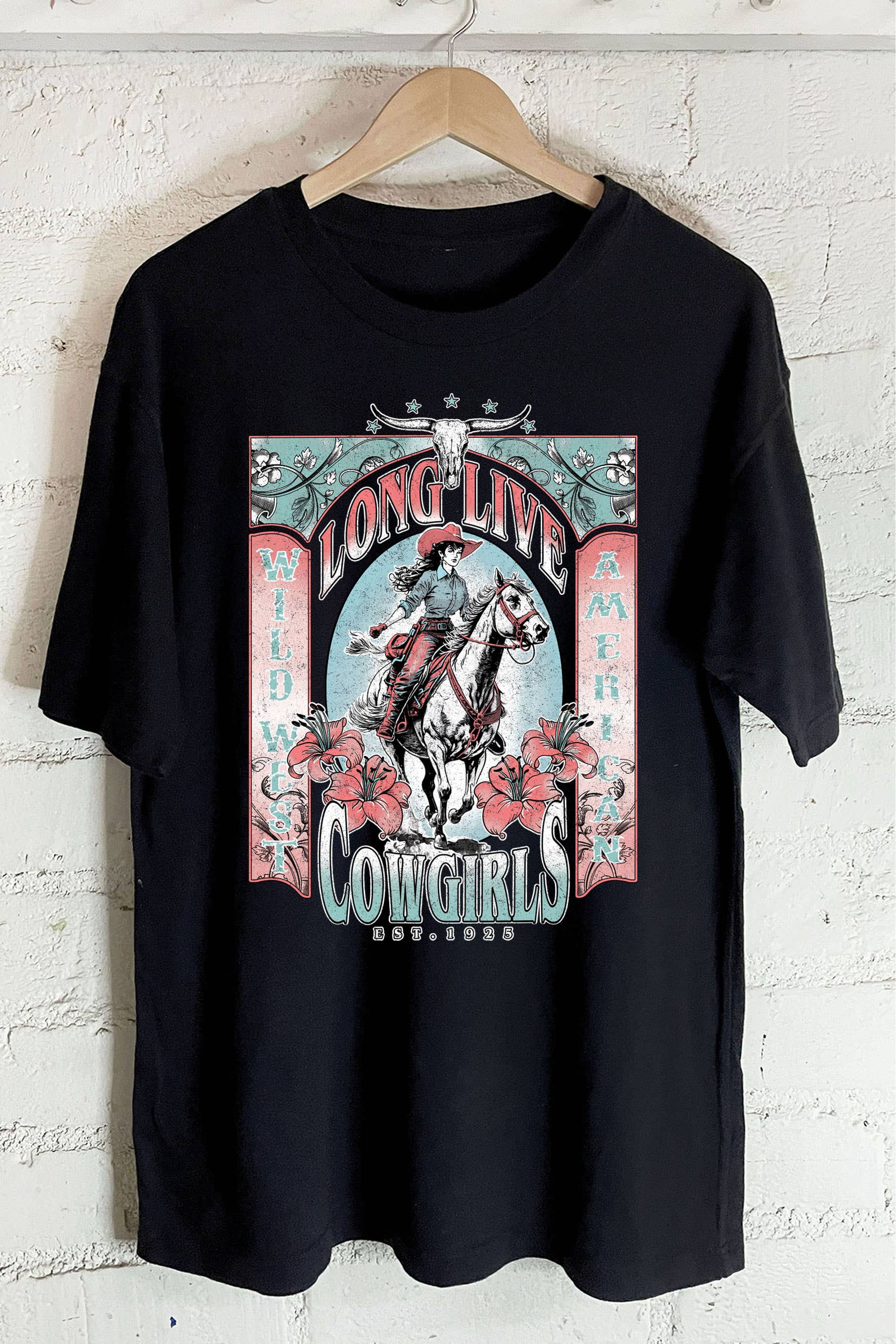 Long Live Cowgirls Flower Oversize Graphic Tshirts