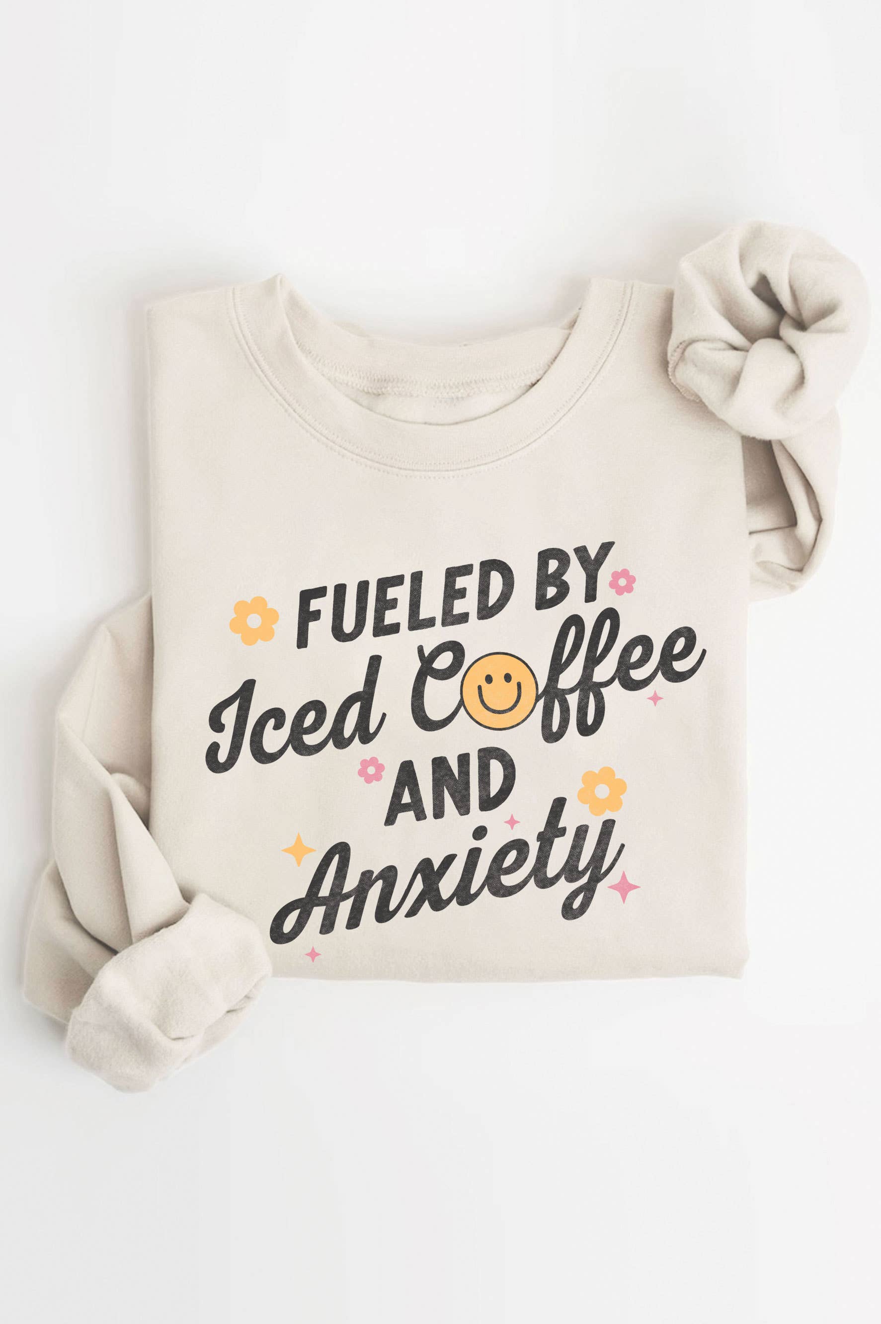 Fueled By Iced Coffee Graphic Brushed Sweatshirts