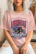 Motorcycle America Flag Mineral Graphic Tshirts