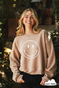 Smiley Face Puff   Mid Graphic Sweatshirt