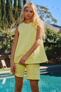 T2620 Solid Terry Sleeveless Tunic Top