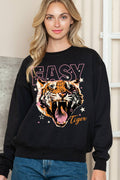 Women Tiger Graphic Print Solid Pullover Sweater