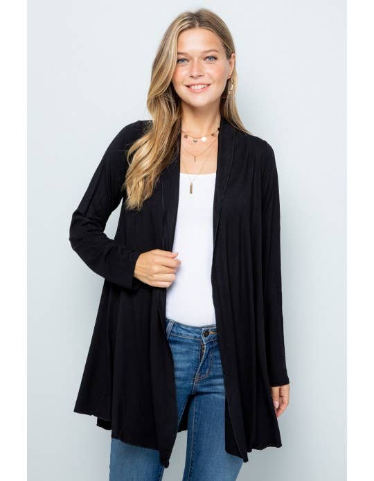 Solid Long-Sleeve Cardigan (TH-753)