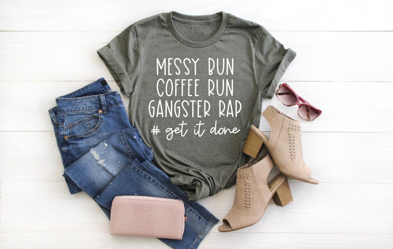 Messy Bun Coffee Run Gangsta Rap T-Shirt