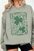 Lucky Charm Clover Graphic Brushed Sweatshirts