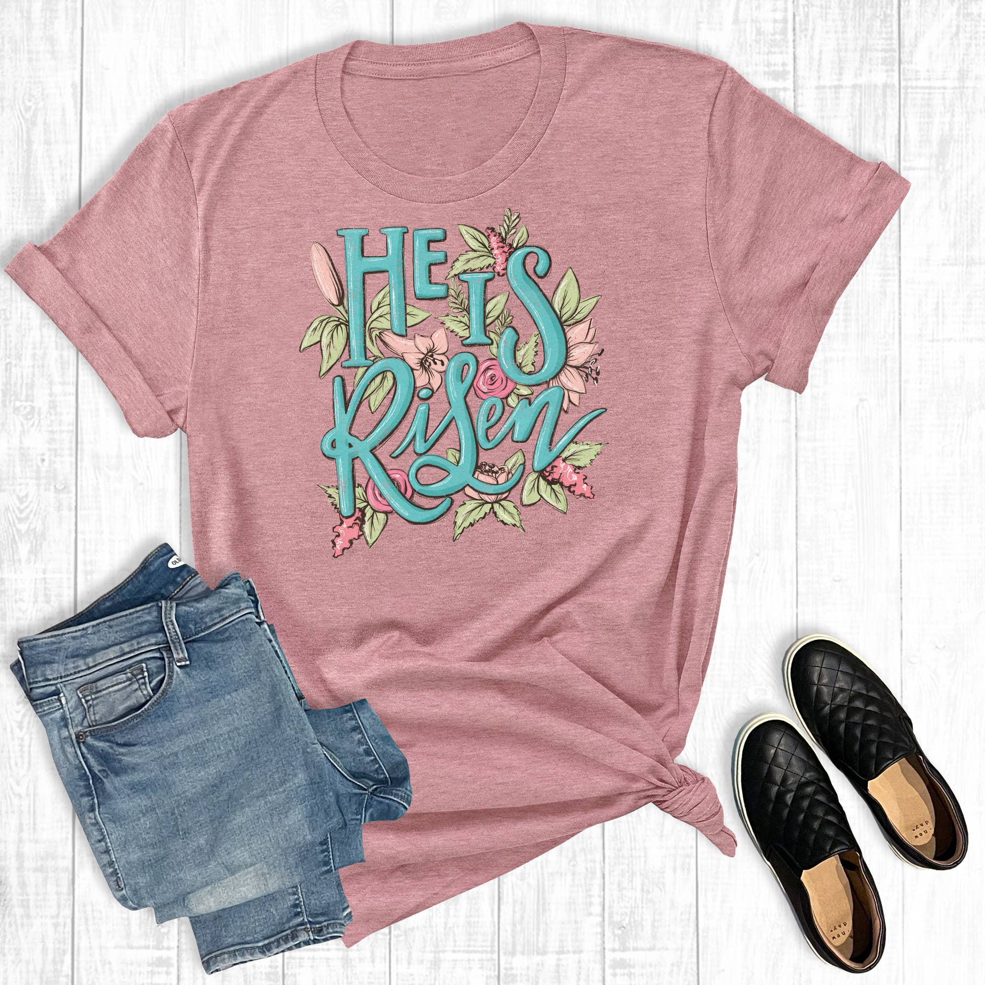 He Is Risen Floral Graphic Tee