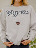 Auburn Tigers Letterman Gray Chrome Hi-Dive Sweatshirt