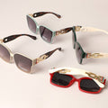 Chunky Chain Deco Legs Thin Frame Sunglasses