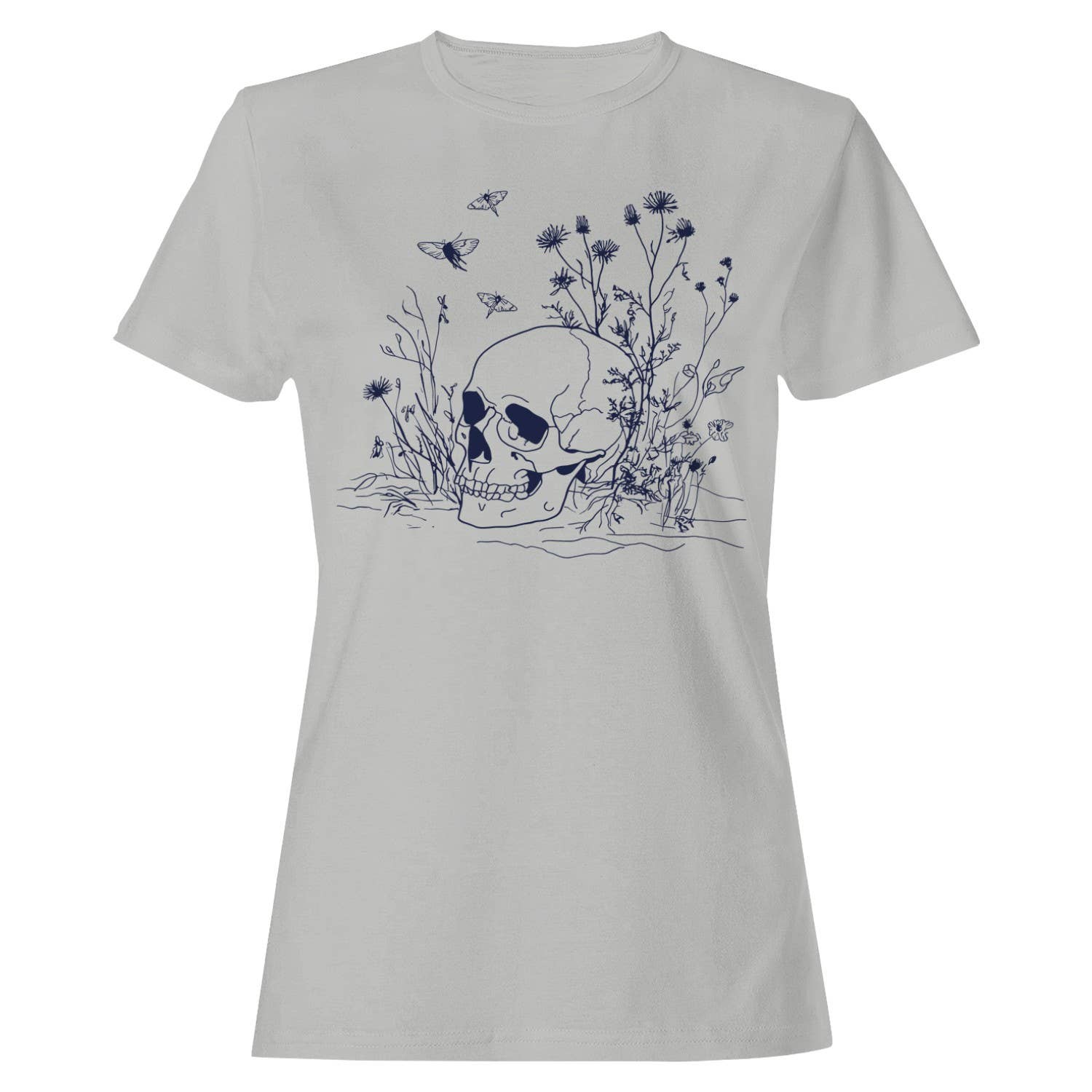Skull and Wildflowers Gothic Art Women's T-Shirt