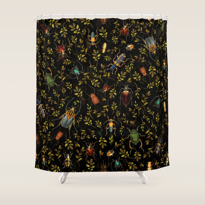 Vintage Mystic Night Beetle And Bugs Dance  Shower Curtain Gallery Image 1