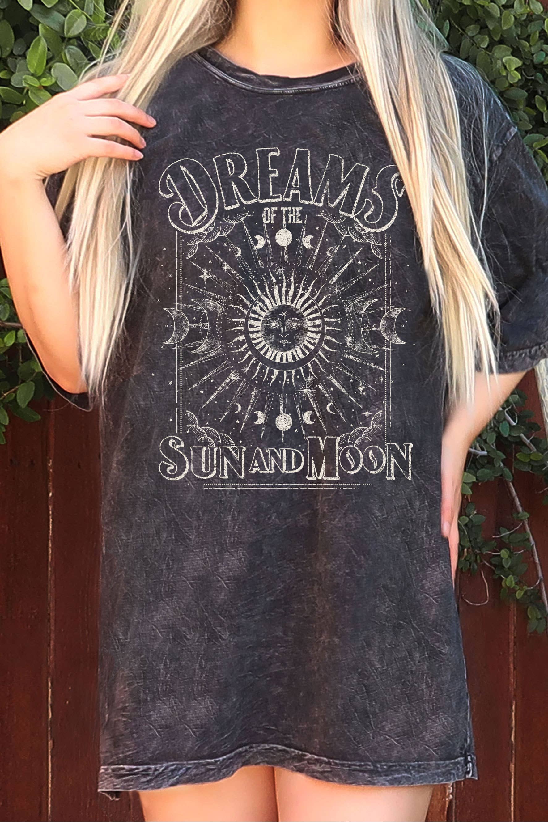 Dreams of Sun and Moon Oversize Mineral Graphic Tshirt