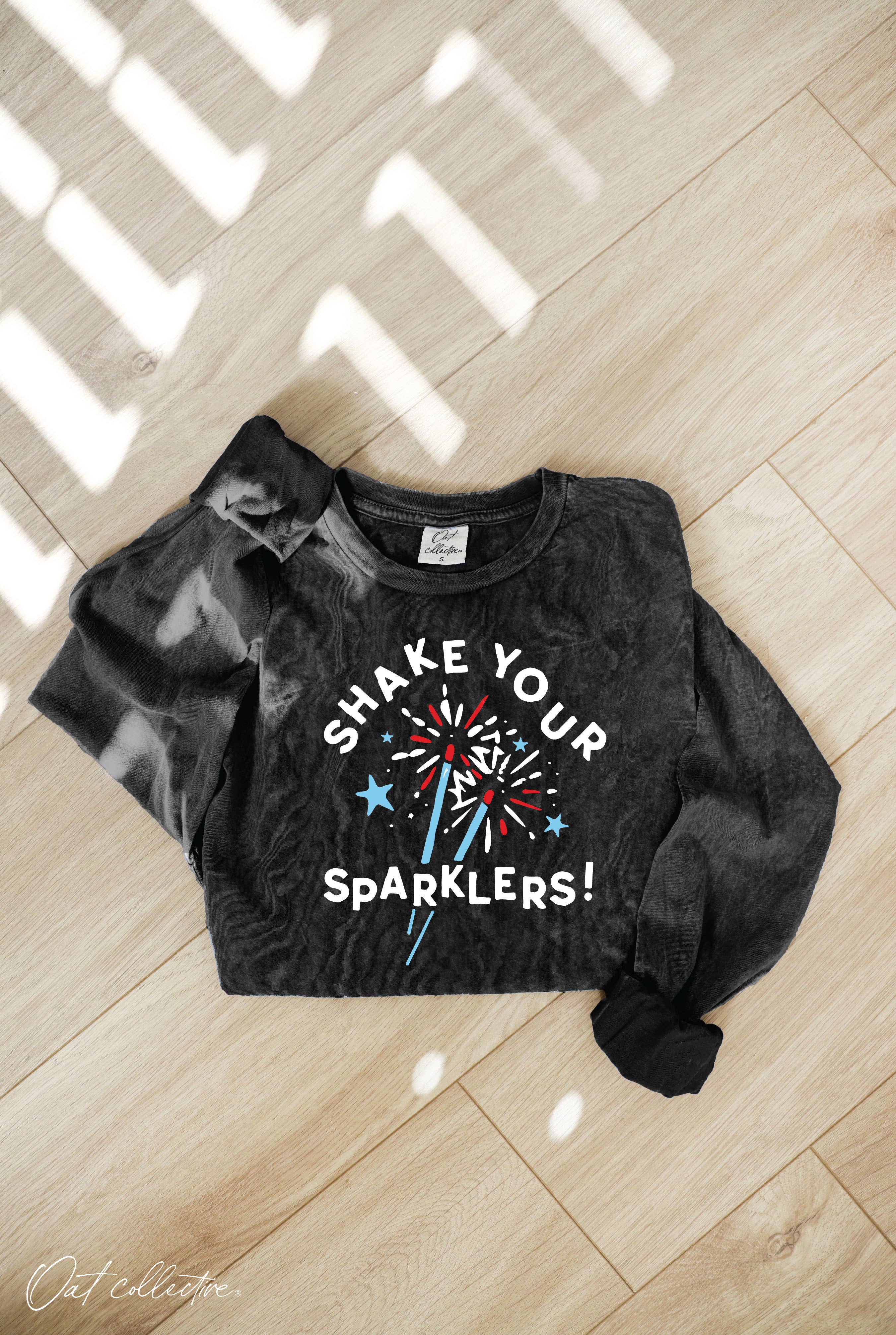 Shake Your Sparklers!  Mineral Washed Long Sleeve Graphic