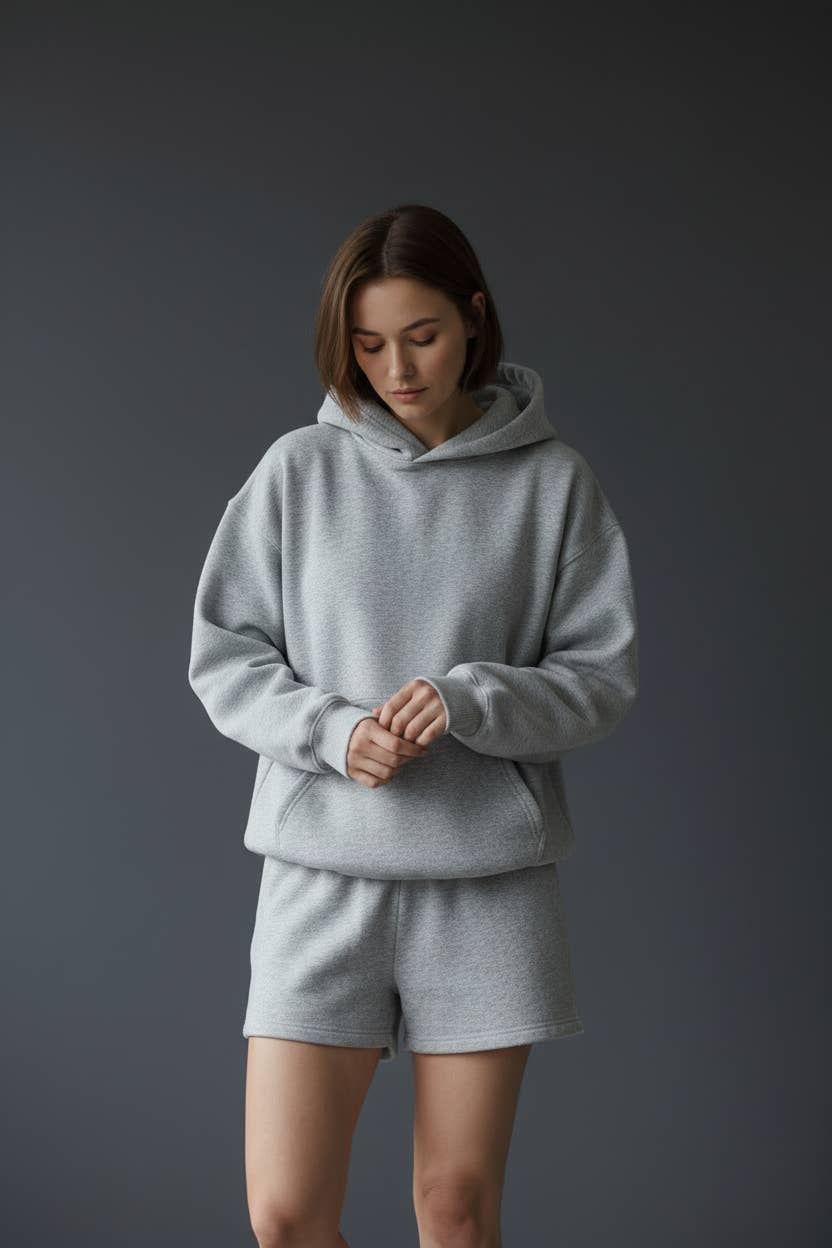 IT2739 Oversized Washed Terry Fleece-Lined Lounge Hoodie