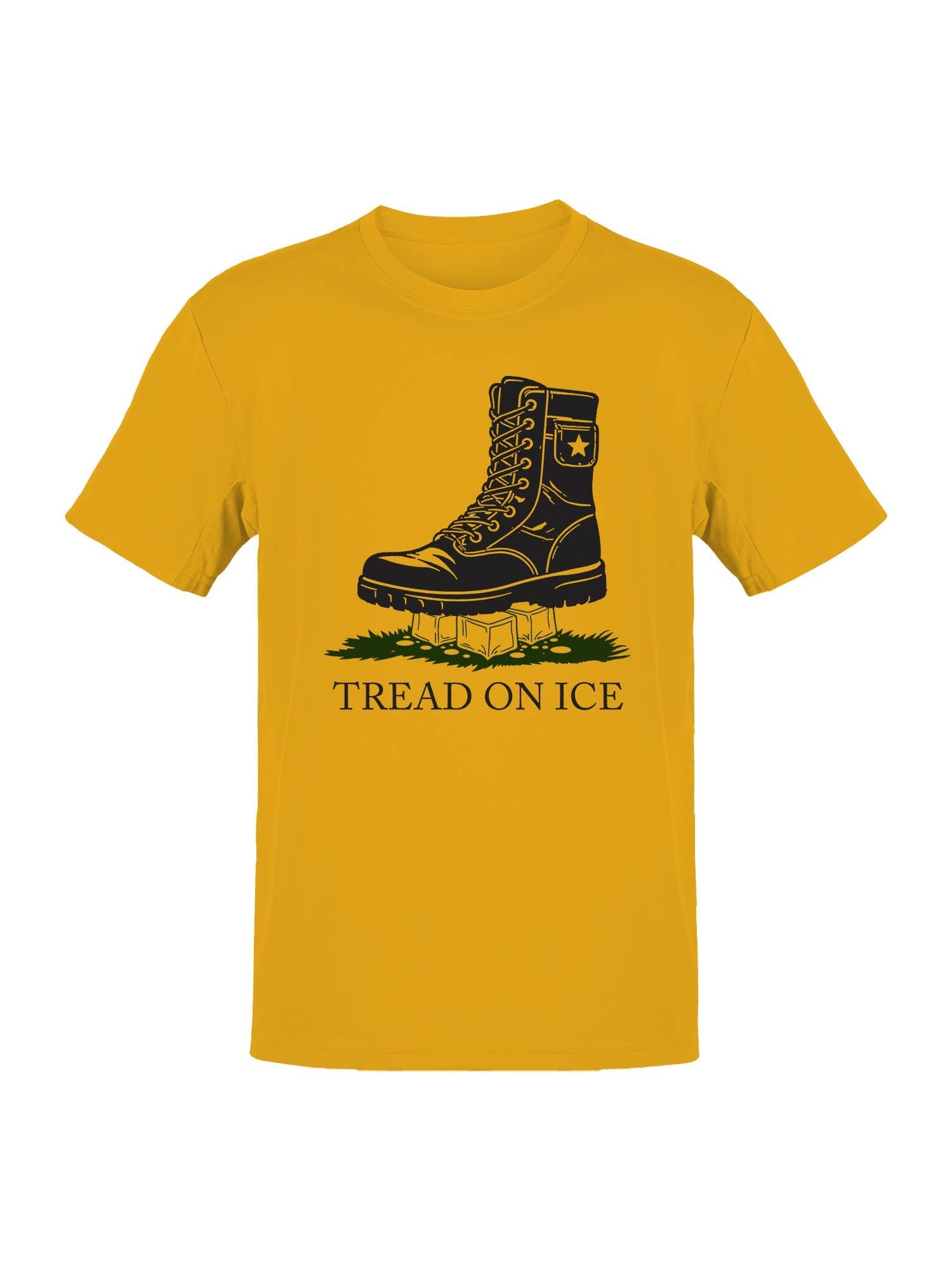 Tread On Ice Boot Men's T-Shirt Gold