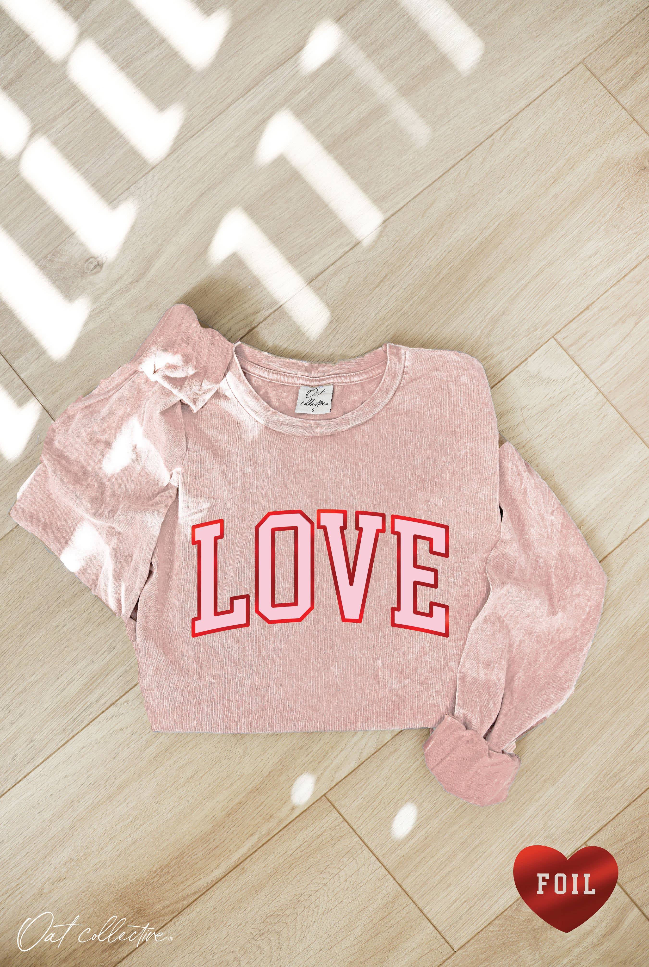 Love Foil Mineral Washed Long Sleeve Graphic