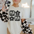 Retro Floral Mama Checker Comfort Color Trendy Mama Tees