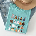Colorful Rabbit Breeds, Rabbits in A Row, Easter Tshirt
