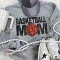 Basketball Mom Sequin Patch Sport Grey Sweatshirt