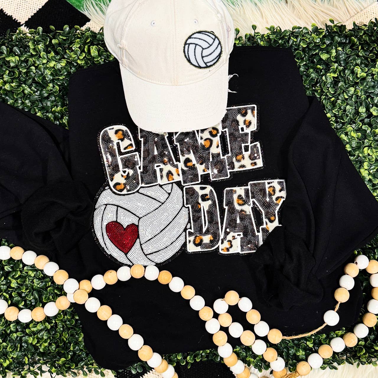 Volleyball Leopard & Sequins Sweatshirt