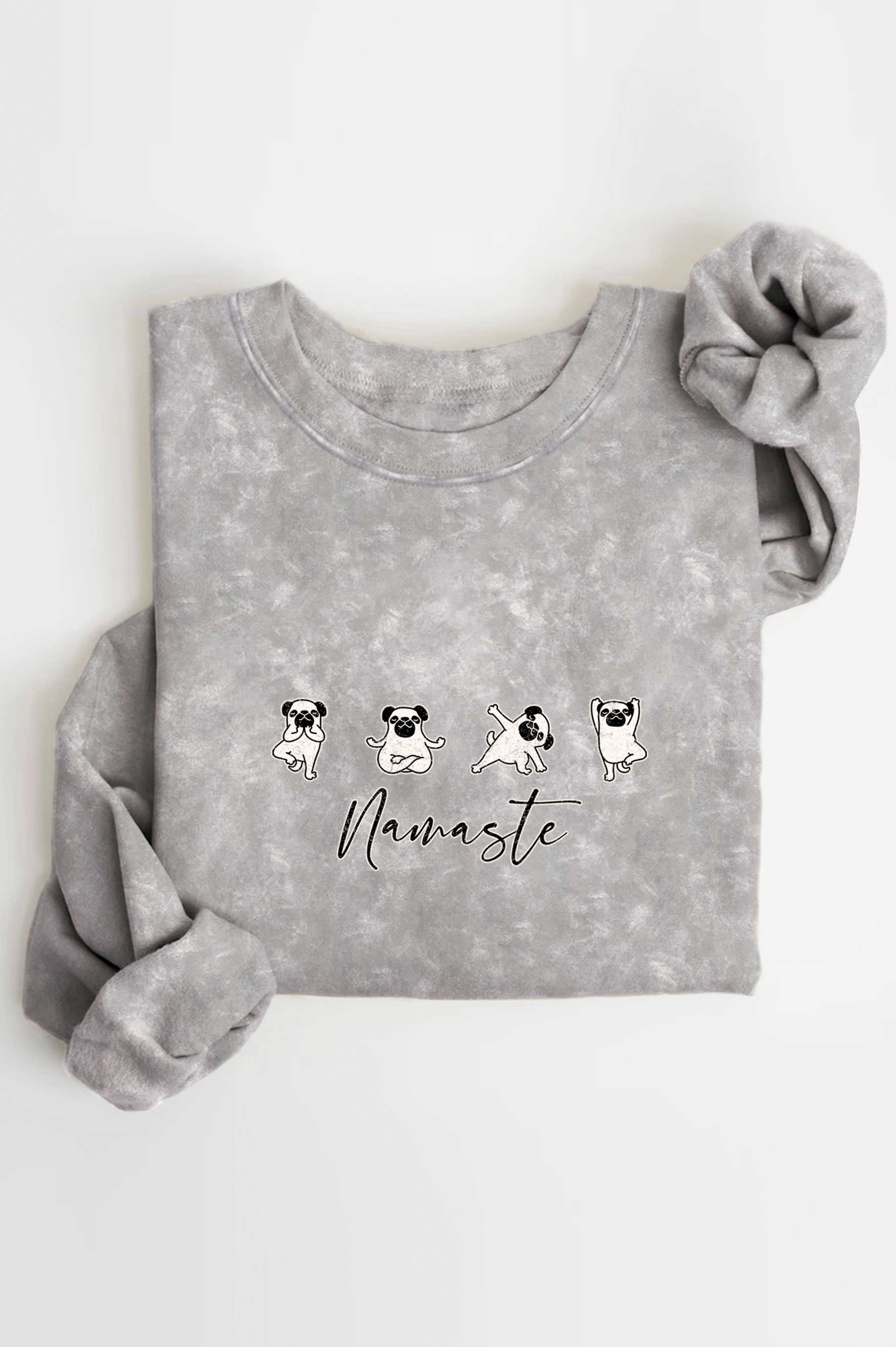 Namaste Yoga Dog Mineral Graphic Brushed Sweatshirts
