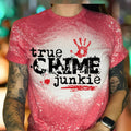 True Crime Junkie Bleached Tee - Blood Splatter & Murder