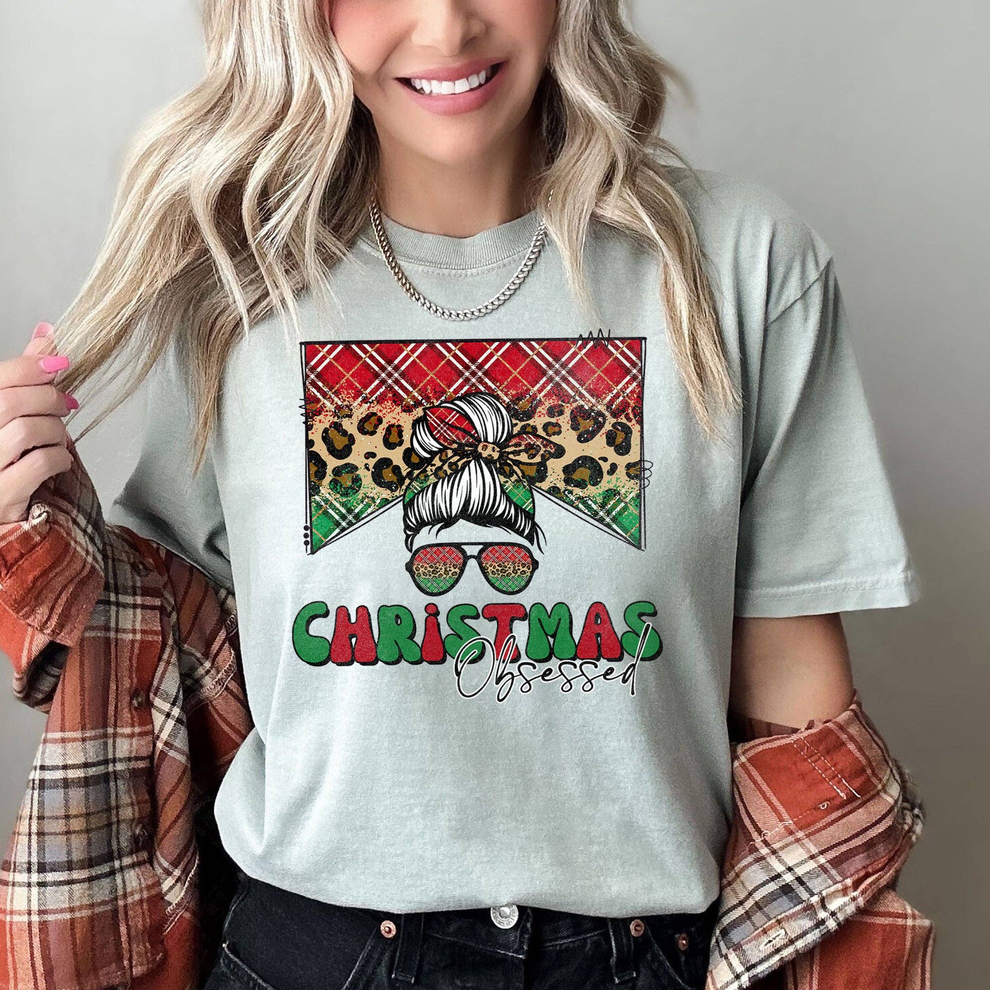 Christmas Obsessed, Leopard Print, Sassy, Retro T-Shirt