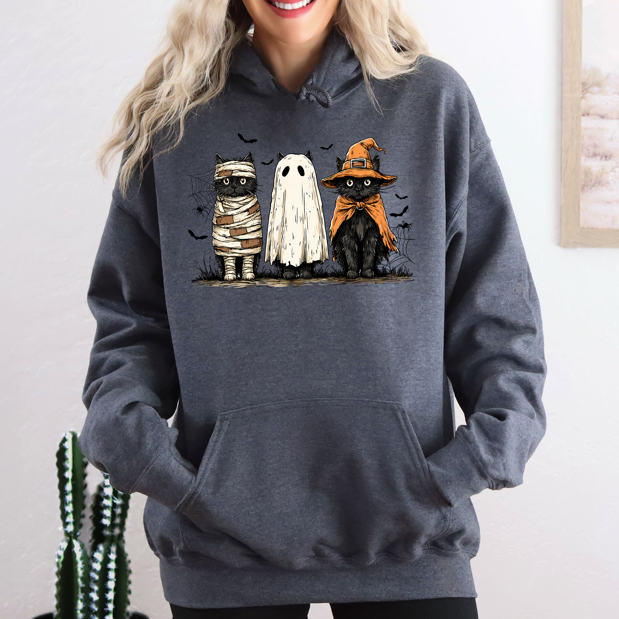 Black Cats, Boo, Ghost Halloween, Gothic Mama Autumn Hoodie